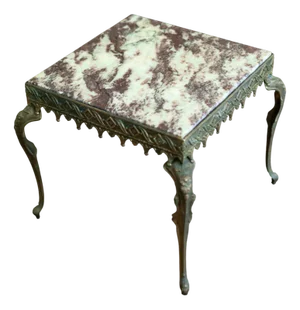 Brass Coffee Table with Marble Top, 1950s