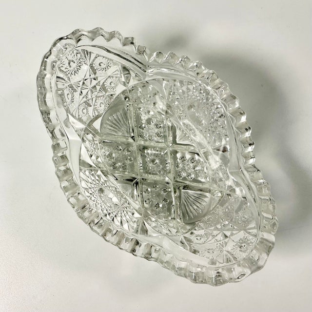 Late 1800s Antique Boho Chic Hollywood Regency American Brilliant Cut Deep Relish Serving Dish For Sale - Image 6 of 11