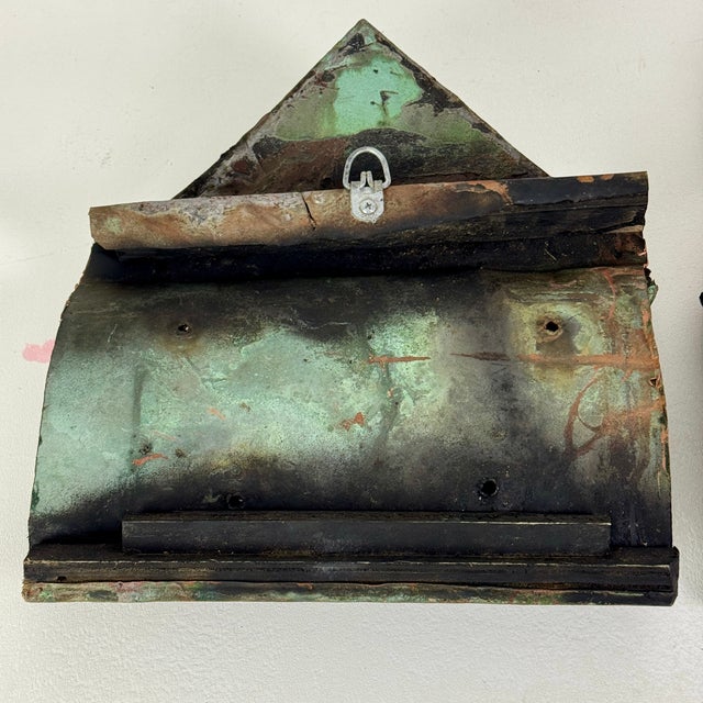 Green Pair Antique New York City Building Architectural Salvage Green Copper Wall Decorative Elements For Sale - Image 8 of 9