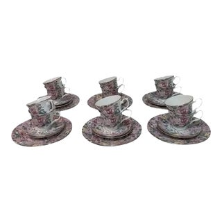 1980s Harrods Knightsbridge Chelsea Garden by Duchess Primrose Pink Tea Set- 36 Pieces For Sale