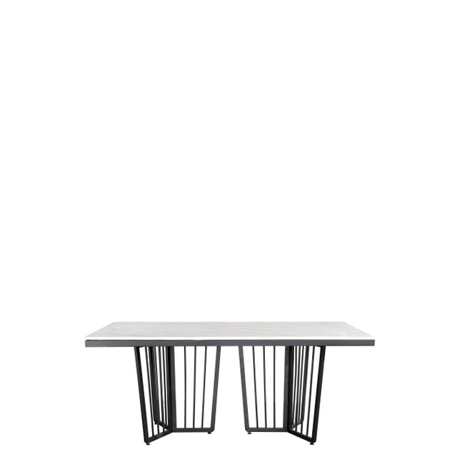 2020s Modern Derek Black and White Marble Top Dining Table For Sale - Image 5 of 5