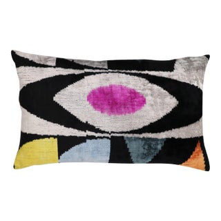 Contemporary Multi Color Velvet Throw Pillow & Down Insert For Sale