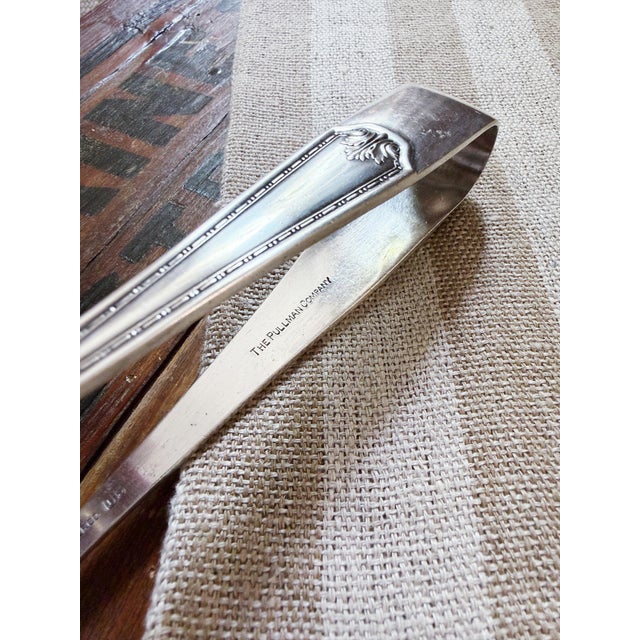 1930s Vintage Silver Plated Pullman Company Ice Tongs For Sale - Image 5 of 6
