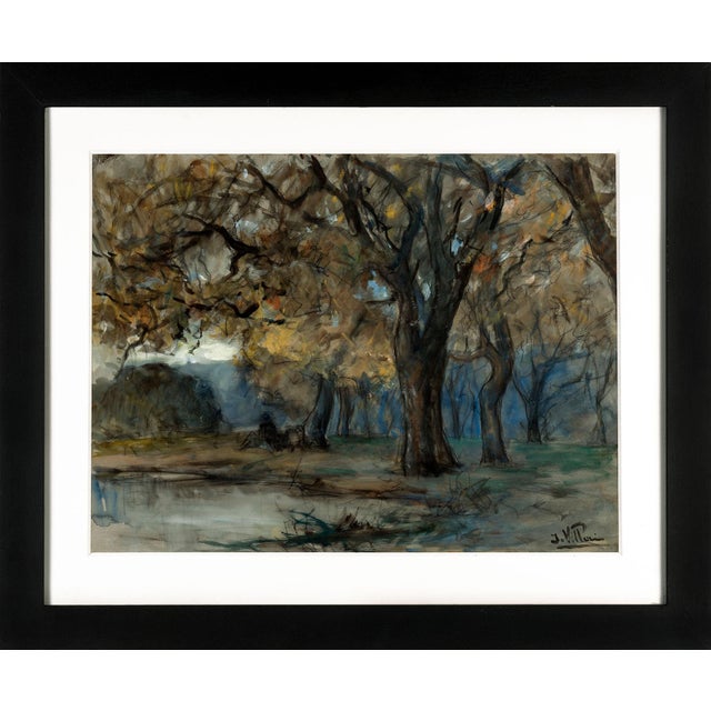 Jean Villeri, Landscape Composition, 1920s, Watercolor, Framed For Sale - Image 6 of 6