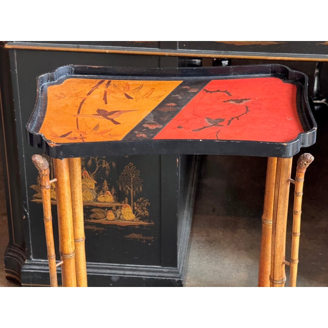 19th Century English Bamboo and Lacquer Side Table For Sale - Image 6 of 8