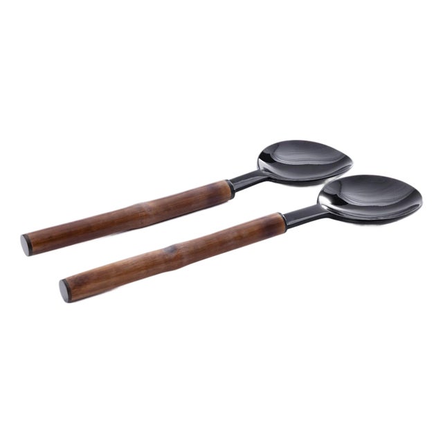 Selvo Bamboo and Horn Server Set, 15" x 4" For Sale