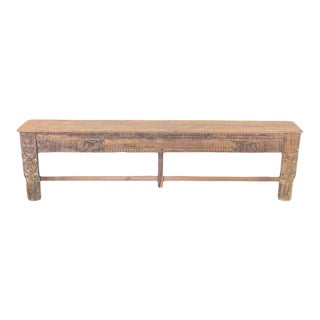 1990s Indian Wooden Console With Carvings For Sale
