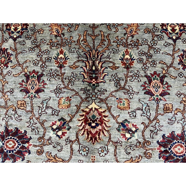 Gray and Rust Persian Sultanabad Style Floral Rug - 6'9" X 9'11" For Sale - Image 4 of 11