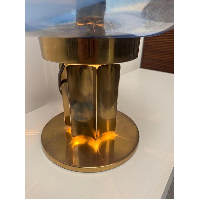 Hand-Blown Glass and Brass Table Lamp attributed to Toni Zuccheri, 1970s For Sale - Image 3 of 13