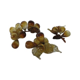 60s Italian Hand Blown Amber Glass Grapes - Set of 3 For Sale