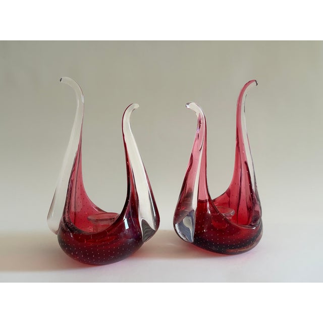 1970s Bullicante Murano Glass Candleholders by Archimede Seguso, 1970s, Set of 2 For Sale - Image 5 of 9
