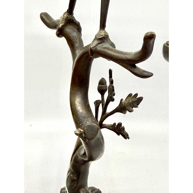 Gray Pair of Grand Tour Pompeiian NeoClassical Bronze Heron Oil Lamps with Mouse, Swan For Sale - Image 8 of 18
