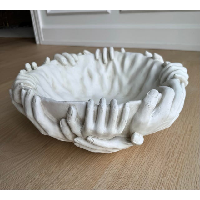 Off-white Rare Vintage Perpetual Hands Bowl by TMS (The Museum Store,) 2007, in the Style of Fornasetti For Sale - Image 8 of 8