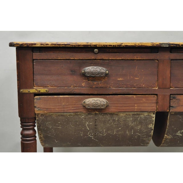 Antique French Country Primitive Possum Belly Pine Wood Bakers Work Table For Sale - Image 4 of 18