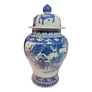 Chinese Ceramic Pot Qing Dynasty Kangxi Marked Blue and White Porcelain Ginger Jar Hand Painted Figures Story Pattern For Sale