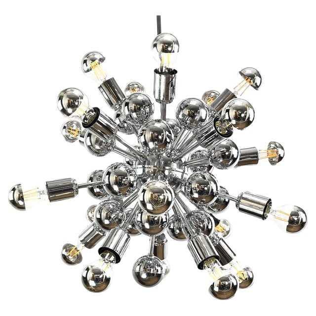 Chrome Sputnik Ceiling Lamp attributed to Goffredo Reggiani, 1970s For Sale