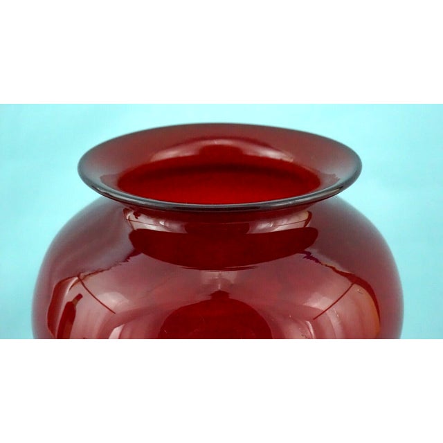 Scarlet Red Blown Murano Glass Vase by Paolo Venini, Venice, Italy, 1930-1950 For Sale - Image 9 of 14