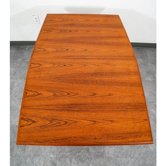 Mid Century Danish Modern Dining Table Teak Rectangular Extension 2 Leaf Denmark For Sale - Image 9 of 12