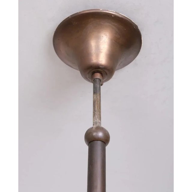 Art Deco Amsterdamse School Stained Glass Hanging Light, 1980s For Sale - Image 6 of 8