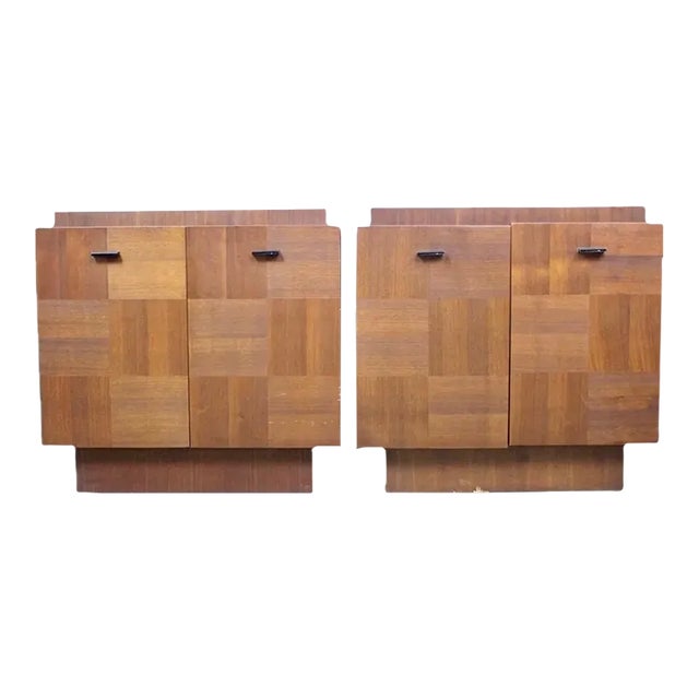 1960s Pair of Lane Brutalist Mid Century Modern Style Nightstands For Sale