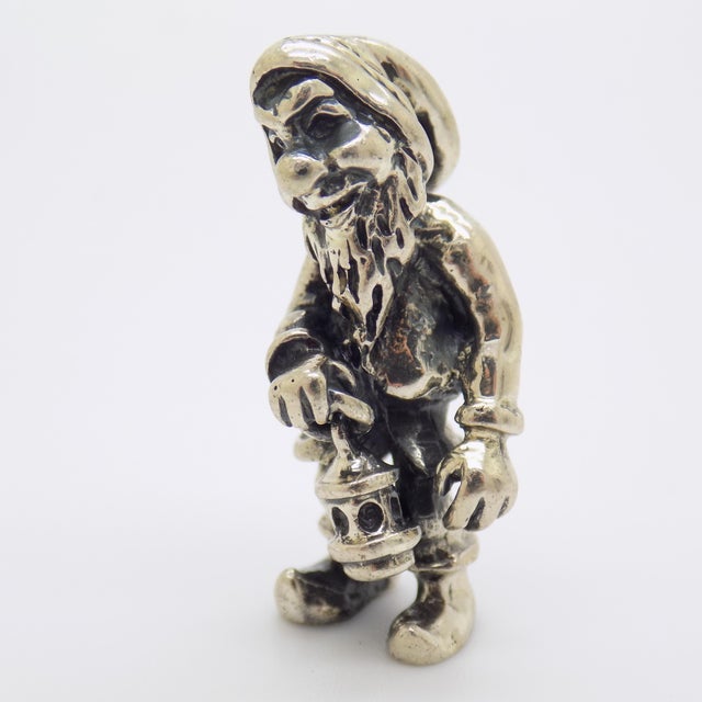 Italian Vintage Italian Handmade Genuine Silver Garden Gnome Dollhouse Miniature, Made in Tuscany (Italy) For Sale - Image 3 of 9