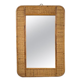 Bamboo & Rattan Wall Mirror from Dal Vera, Italy, 1950s For Sale