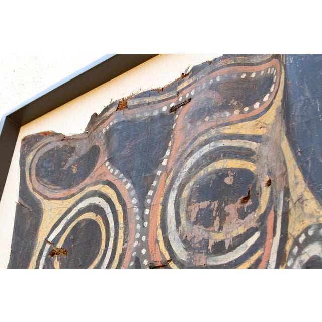 Brown Large Framed Vintage Bark Painting Wall Art For Sale - Image 8 of 13