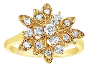 Diamond Leaf Cluster Ring 14k Yellow Gold, Size 3