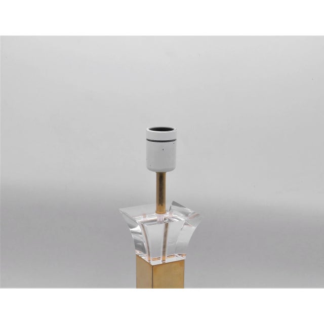 Acrylic Glass and Brass Table Lamp For Sale - Image 6 of 7