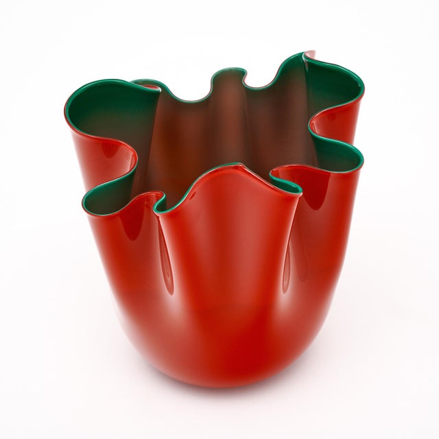 1980s Murano Glass Vintage “Fazzoletto” Vase by Venini For Sale - Image 5 of 9