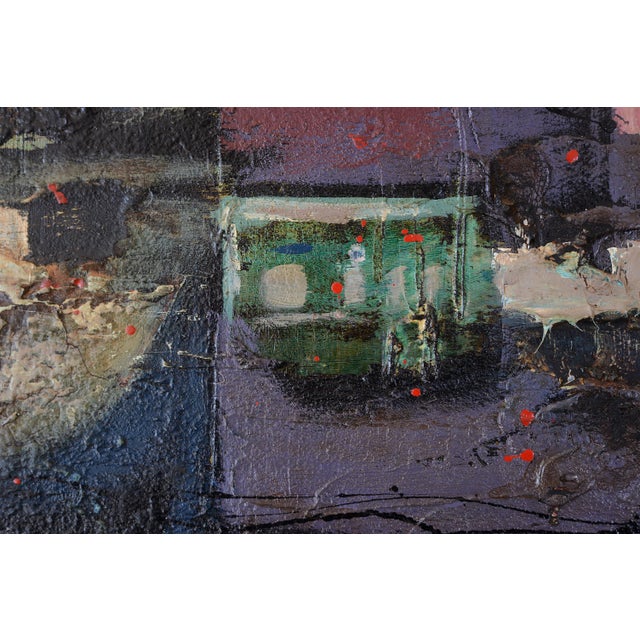 1960s Signed Mid Century Horizontal Abstract Painting For Sale - Image 10 of 15