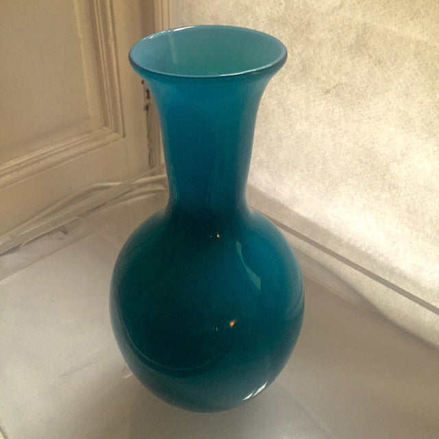 Murano Carlo Moretti MidCentury Cased Teal Vase Chairish