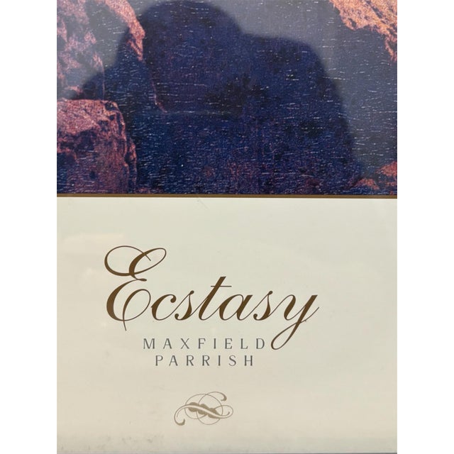 Art Deco 1980s Framed Art Print "Ecstasy" by Maxfield Parrish Woman Landscape Clouds Mountains Reproduction For Sale - Image 3 of 5