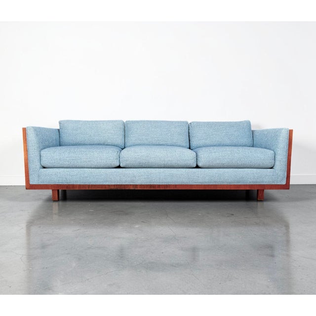 Wood Teak Case Sofa in the Manner of Milo Baughman For Sale - Image 7 of 8
