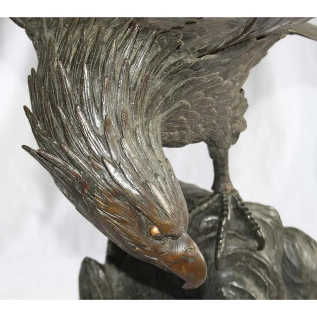 Brown 19th Century Japanese Meiji Period Eagle in Bronze For Sale - Image 8 of 9