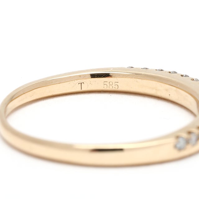 Early 21st Century Teilor .15ctw Diamond Bead Set Band Ring, 14k Yellow Gold, Ring Size 5 For Sale - Image 5 of 7