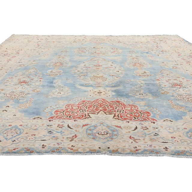 Modern Signed Antique Persian Vase Mashhad Rug - 09'05 X 12'00 For Sale - Image 3 of 11