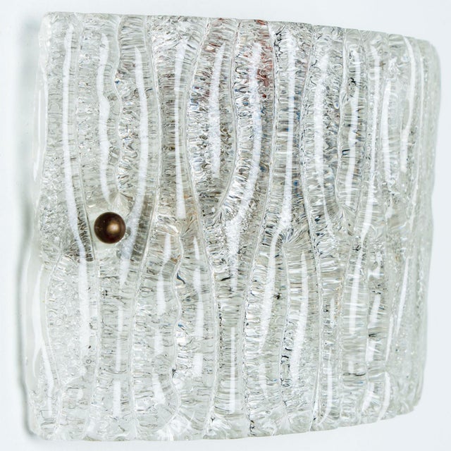 Square Ribbed Glass Wall Light attributed to Kaiser Leuchten, 1960s For Sale - Image 10 of 13