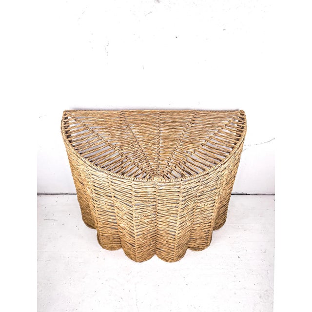 Textile Vintage Woven Seagrass Demi-Lune Table For Sale - Image 7 of 9
