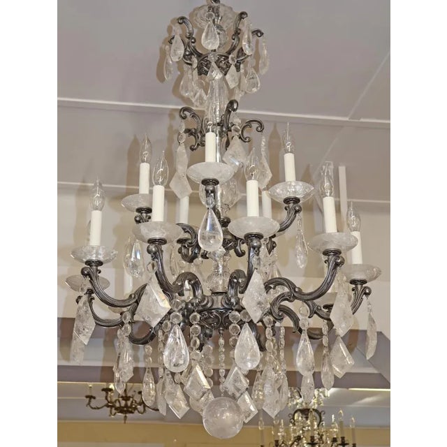 Schonbek 5410 Silver La Scala 15 Light Rock Crystal Chandelier 40 X 28 X 28 For Sale - Image 9 of 12