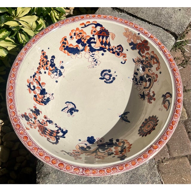 Eggshell Antique S F & Co Indian Pattern Pitcher/Wash Basin Set For Sale - Image 8 of 12