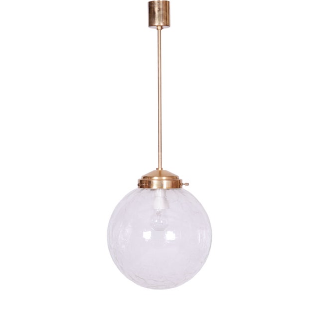 Mid-Century Czech Brass and Glass Pendant attributed to Kamenický Šenov, 1960s For Sale