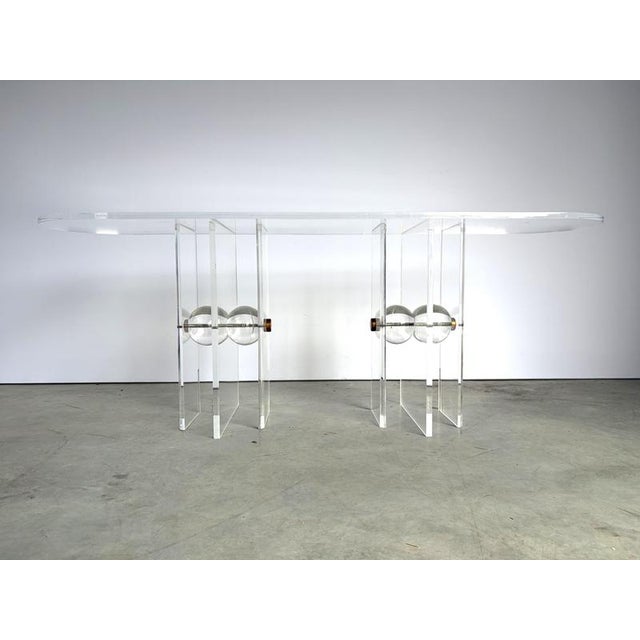 Brass and Acrylic Glass Console Table, 1970s For Sale - Image 11 of 13
