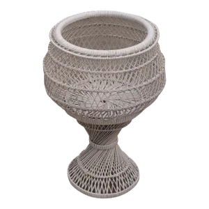 Late 20th Century Natural Woven Wicker, Rattan Plant Stand / Cachepot