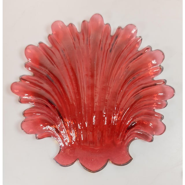 19th Century Group of Four Ruby Cranberry Red Shell Form Nut Dishes For Sale - Image 10 of 14