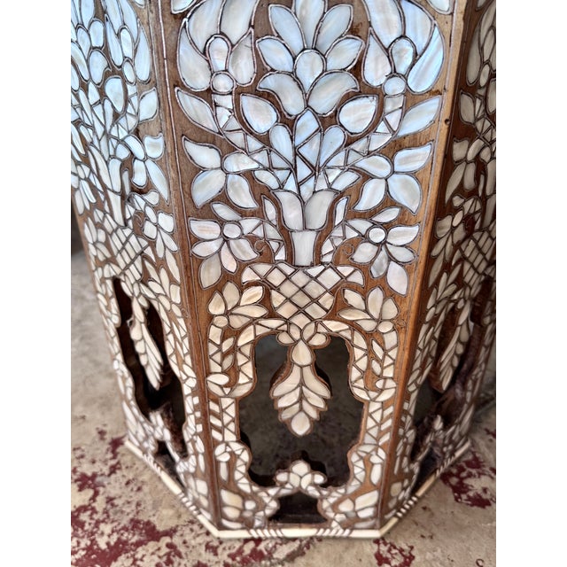 Wood Antique Mid-19th Century Mother-of-Pearl Inlaid Octagonal Side Table For Sale - Image 7 of 8