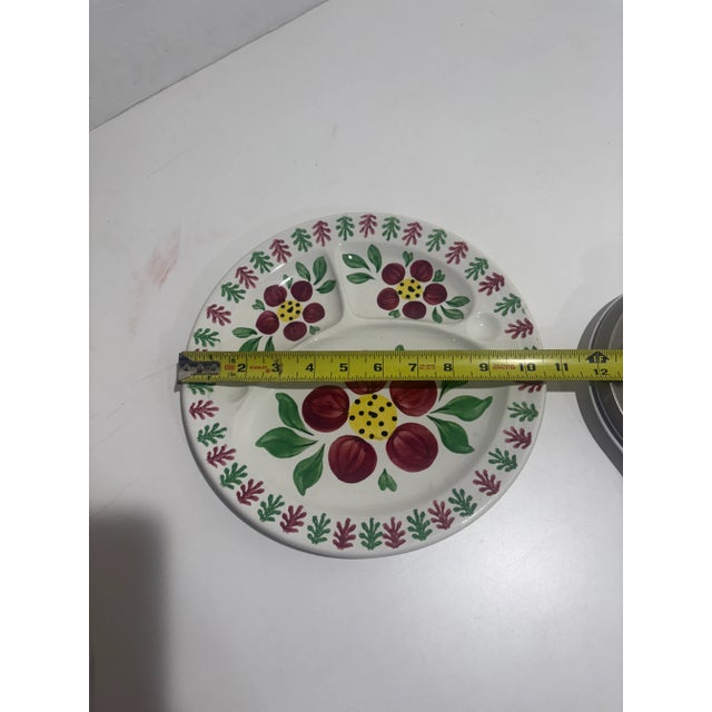 Antique English Stick Spatterware Spongeware Floral Plates - Set of 6 For Sale In Philadelphia - Image 6 of 6