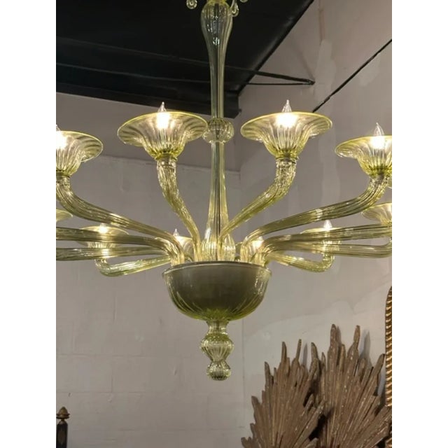 Modern Olive Colored Murano Glass Chandelier For Sale - Image 4 of 8