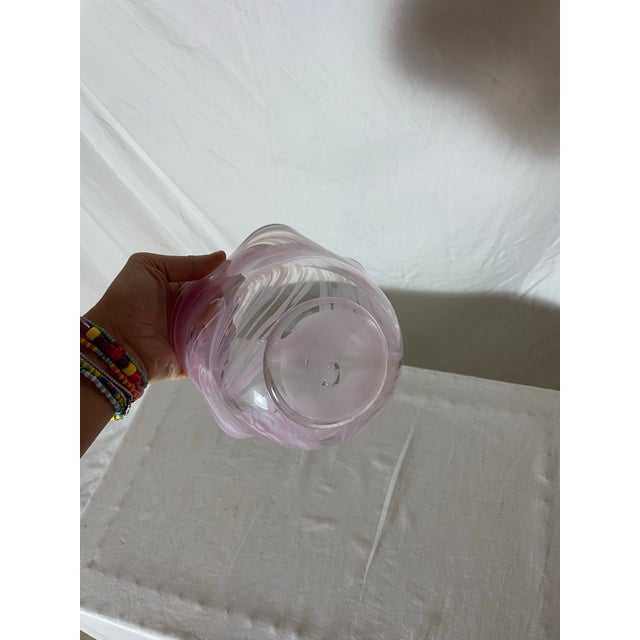 1970s 1970s Pink Swirl Glass Vessel Vase For Sale - Image 5 of 5