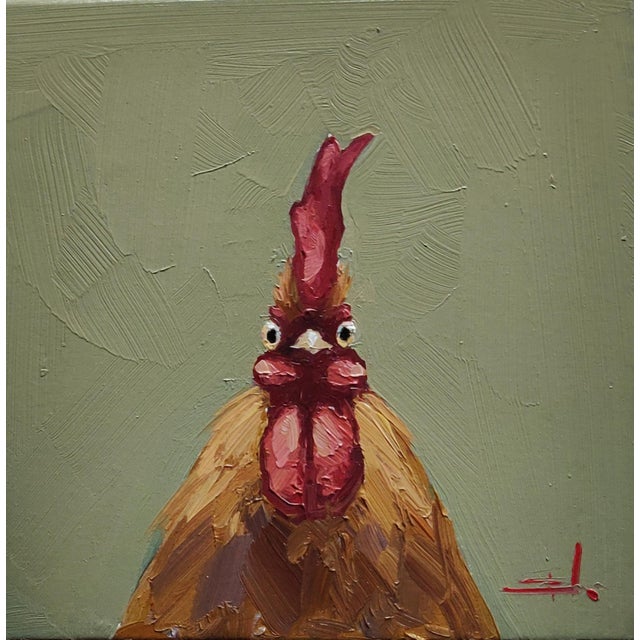 Rooster Portrait Oil Painting by Vivek Mandalia For Sale